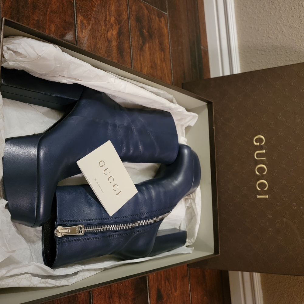 Authentic Gucci Blue Ankle Boots